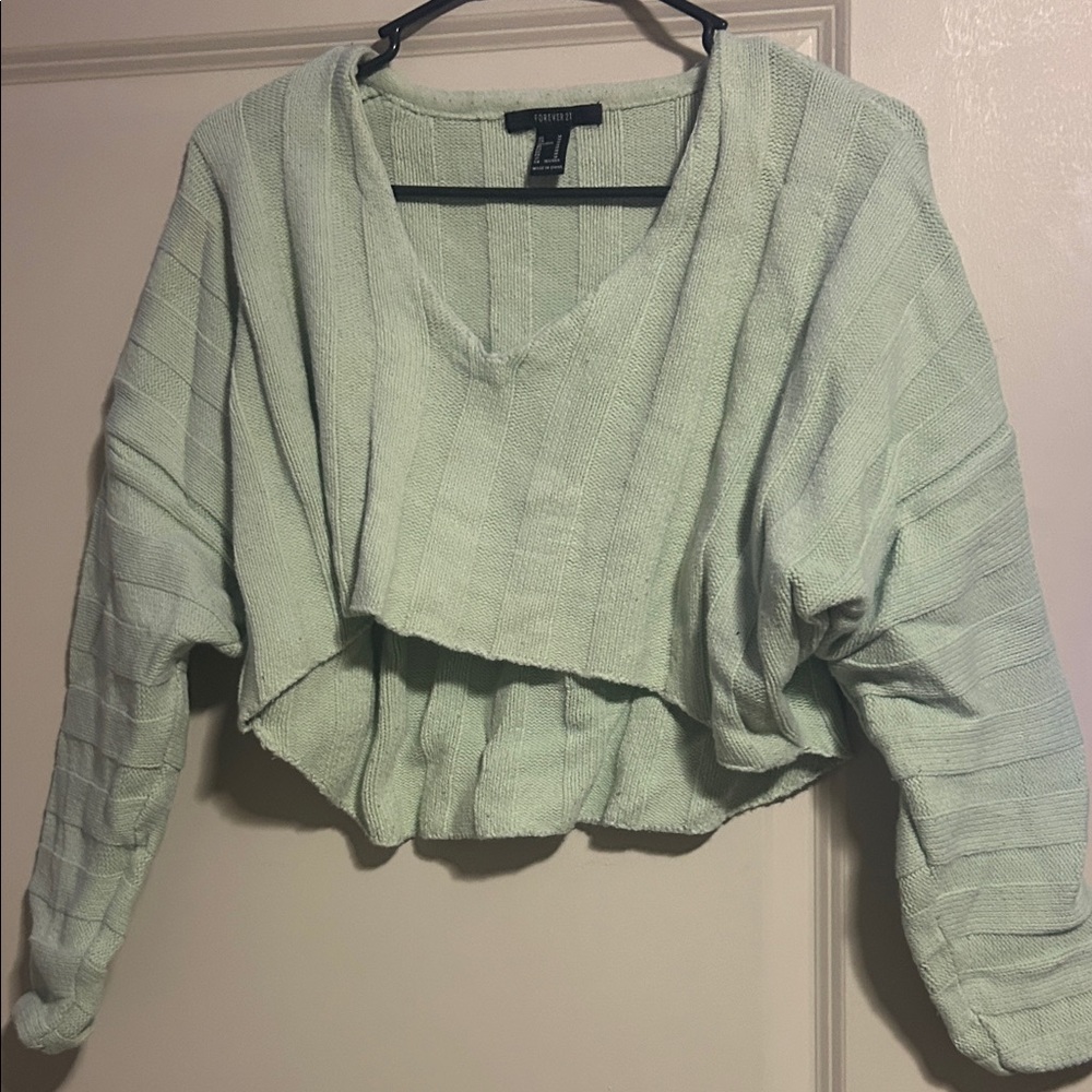 Forever 21 Light Green Cropped Knit Top